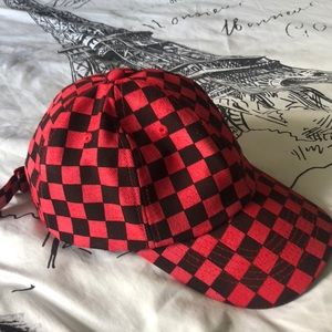 Red Checkered Dad Hat 🧢